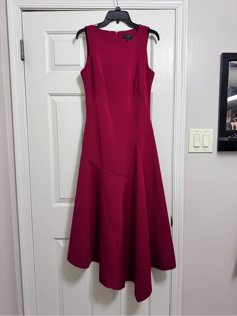 Donna Karan Sleeveless Fitted-to-Flare Raspberry Dress